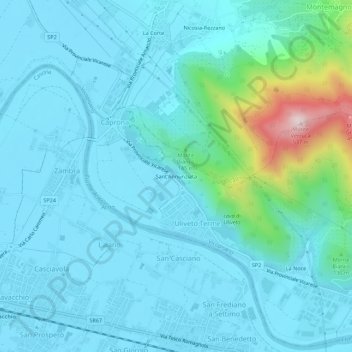 Carte topographique Sant'Annunziata, altitude, relief