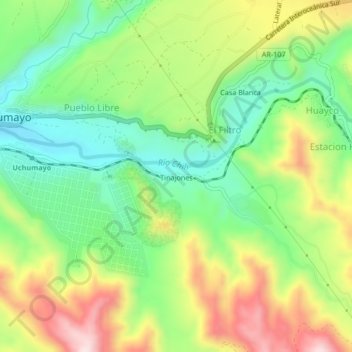 Carte topographique Tinajones, altitude, relief