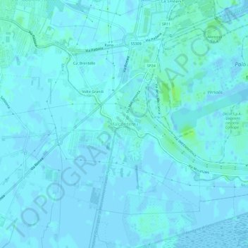 Carte topographique Malcontenta, altitude, relief