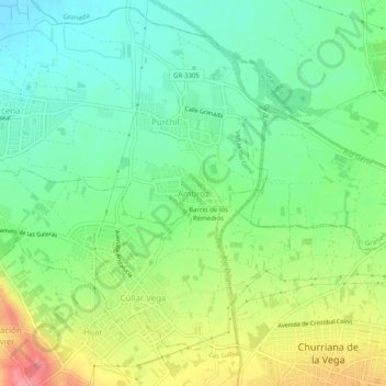 Carte topographique Ambroz, altitude, relief