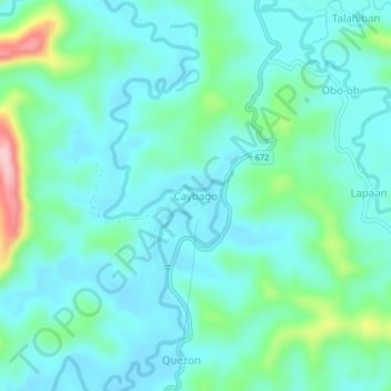 Carte topographique Caybago, altitude, relief