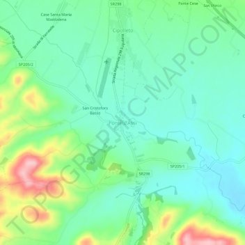 Carte topographique Ponte d'Assi, altitude, relief
