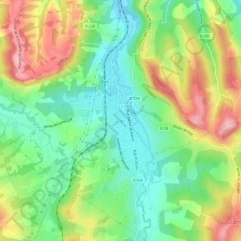 Carte topographique Gan, altitude, relief