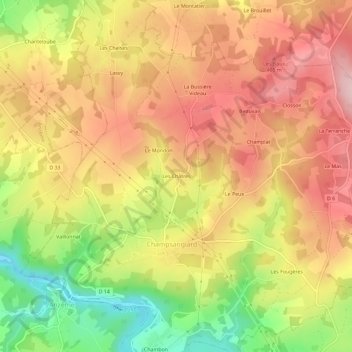 Carte topographique Les Châtres, altitude, relief