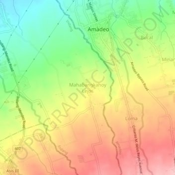 Carte topographique Mahabangkahoy Lejos, altitude, relief