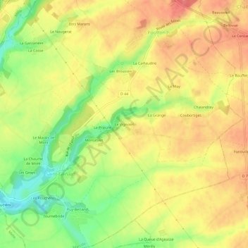 Carte topographique Le Vignolet, altitude, relief