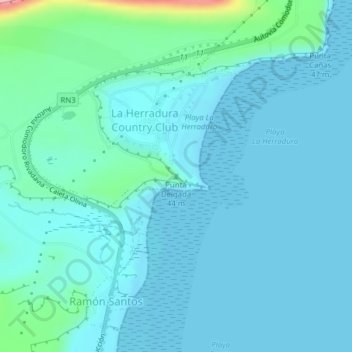 Carte topographique Punta Delgada, altitude, relief