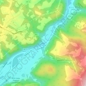 Carte topographique Caddell, altitude, relief