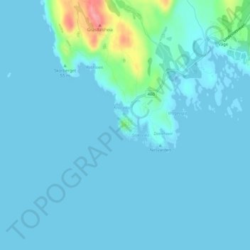 Carte topographique Lindesnes fyr, altitude, relief