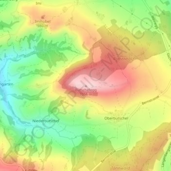 Carte topographique Bütschelegg, altitude, relief