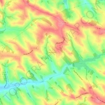 Carte topographique Belcastel, altitude, relief