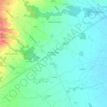 Carte topographique Madonna della Neve, altitude, relief