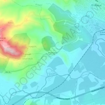 Carte topographique Moussaoui, altitude, relief