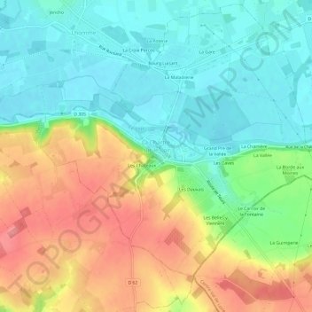Carte topographique Le Bourg, altitude, relief