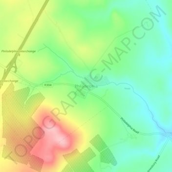 Carte topographique Philadelphia, altitude, relief