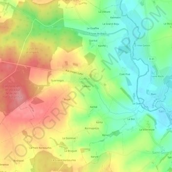 Carte topographique Tréleau, altitude, relief