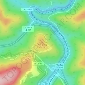 Carte topographique White Top, altitude, relief