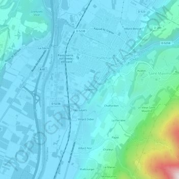 Carte topographique Grignon, altitude, relief