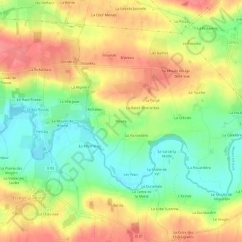 Carte topographique Mauny, altitude, relief