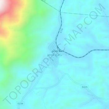 Carte topographique Jerek Baru, altitude, relief