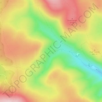 Carte topographique Nagshead Knowe, altitude, relief