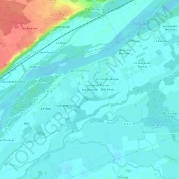 Carte topographique Les Pierrons, altitude, relief