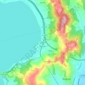 Carte topographique Torricella, altitude, relief
