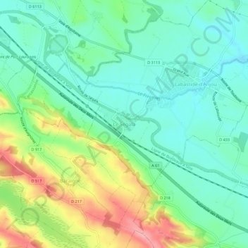 Carte topographique Le Ségala, altitude, relief