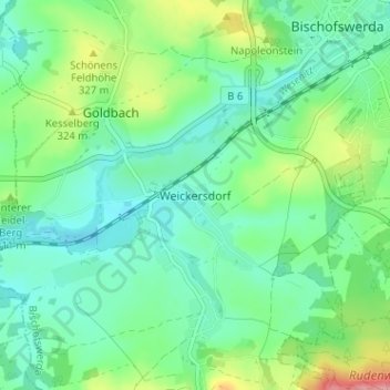 Carte topographique Weickersdorf, altitude, relief