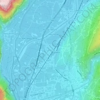 Carte topographique Zambana, altitude, relief