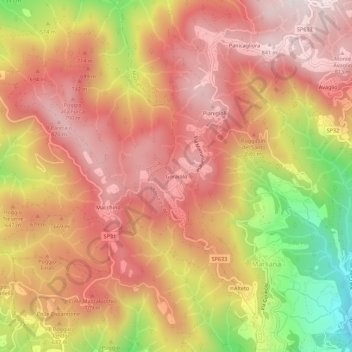 Carte topographique Goraiolo, altitude, relief