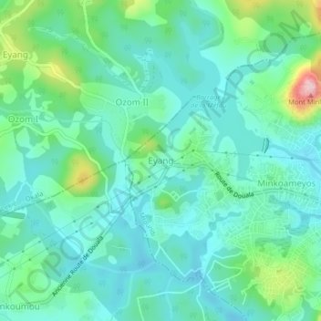 Carte topographique Eyang, altitude, relief