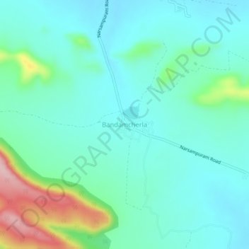 Carte topographique Bandamcherla, altitude, relief