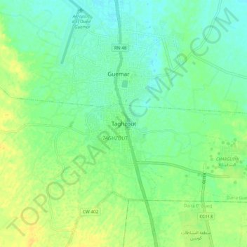 Carte topographique Taghzout, altitude, relief