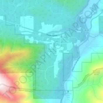 Carte topographique Elwha, altitude, relief