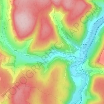Carte topographique Pontonnière, altitude, relief
