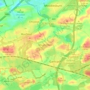 Carte topographique Mount Ellen, altitude, relief
