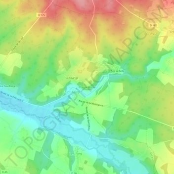 Carte topographique Chez le Bossu, altitude, relief