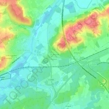 Carte topographique Les Pelouses, altitude, relief