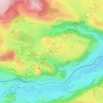 Carte topographique Silhols, altitude, relief