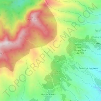 Carte topographique Donggo, altitude, relief