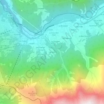 Carte topographique Les Gens, altitude, relief