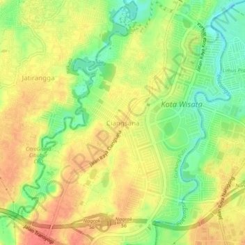 Carte topographique Ciangsana, altitude, relief