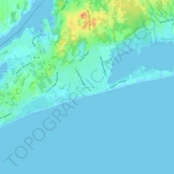 Carte topographique Misquamicut, altitude, relief