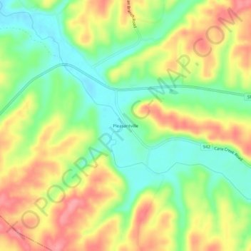 Carte topographique Pleasantville, altitude, relief