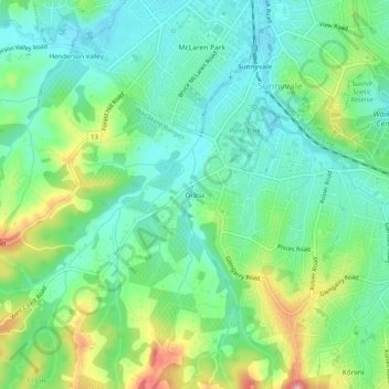 Carte topographique Ōrātia, altitude, relief