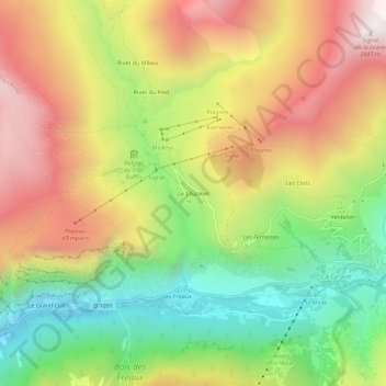 Carte topographique Le Chazelet, altitude, relief