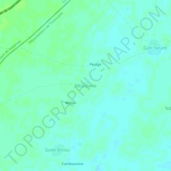 Carte topographique Mbodiene, altitude, relief