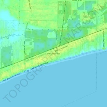 Carte topographique White Harbor, altitude, relief
