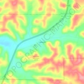Carte topographique Coldwater, altitude, relief